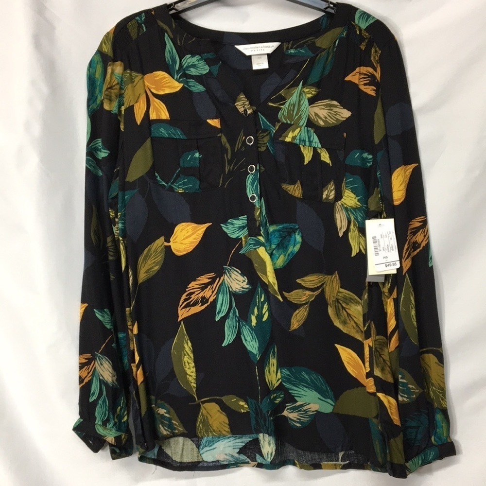Christopher & Banks Women’s Leaves Long-Sleeve Shirt Size SP NEW with Tags